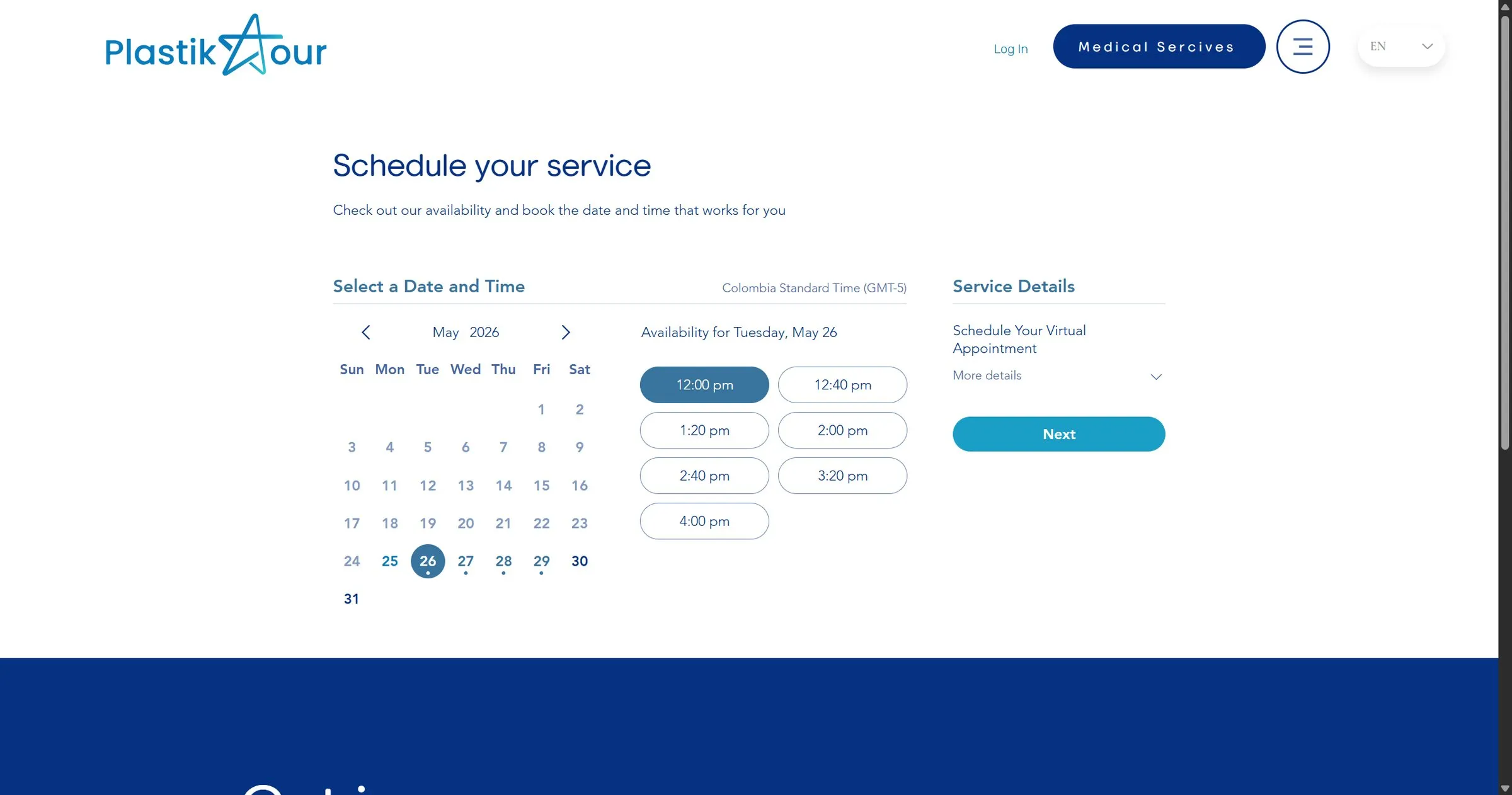 Consultation booking calendar