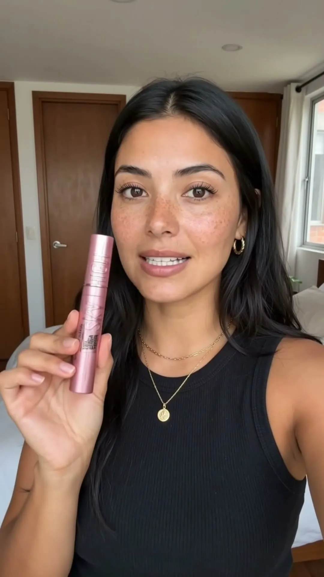 An AI-generated creator presenting a skincare product