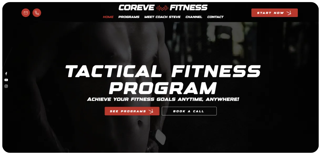 Coreve Fitness home page: Tactical Fitness Program