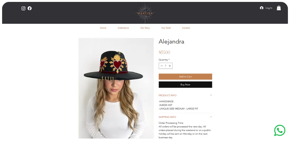 Hat product page with Add to Cart and Buy Now