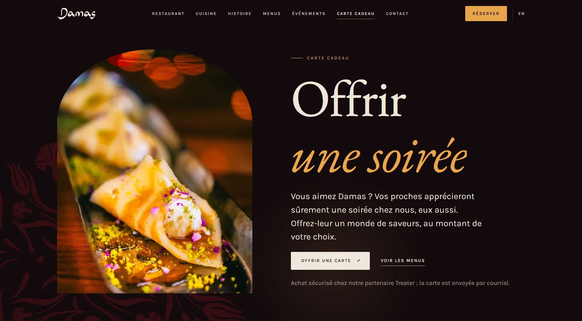 Gift card page: Offrir une soirée