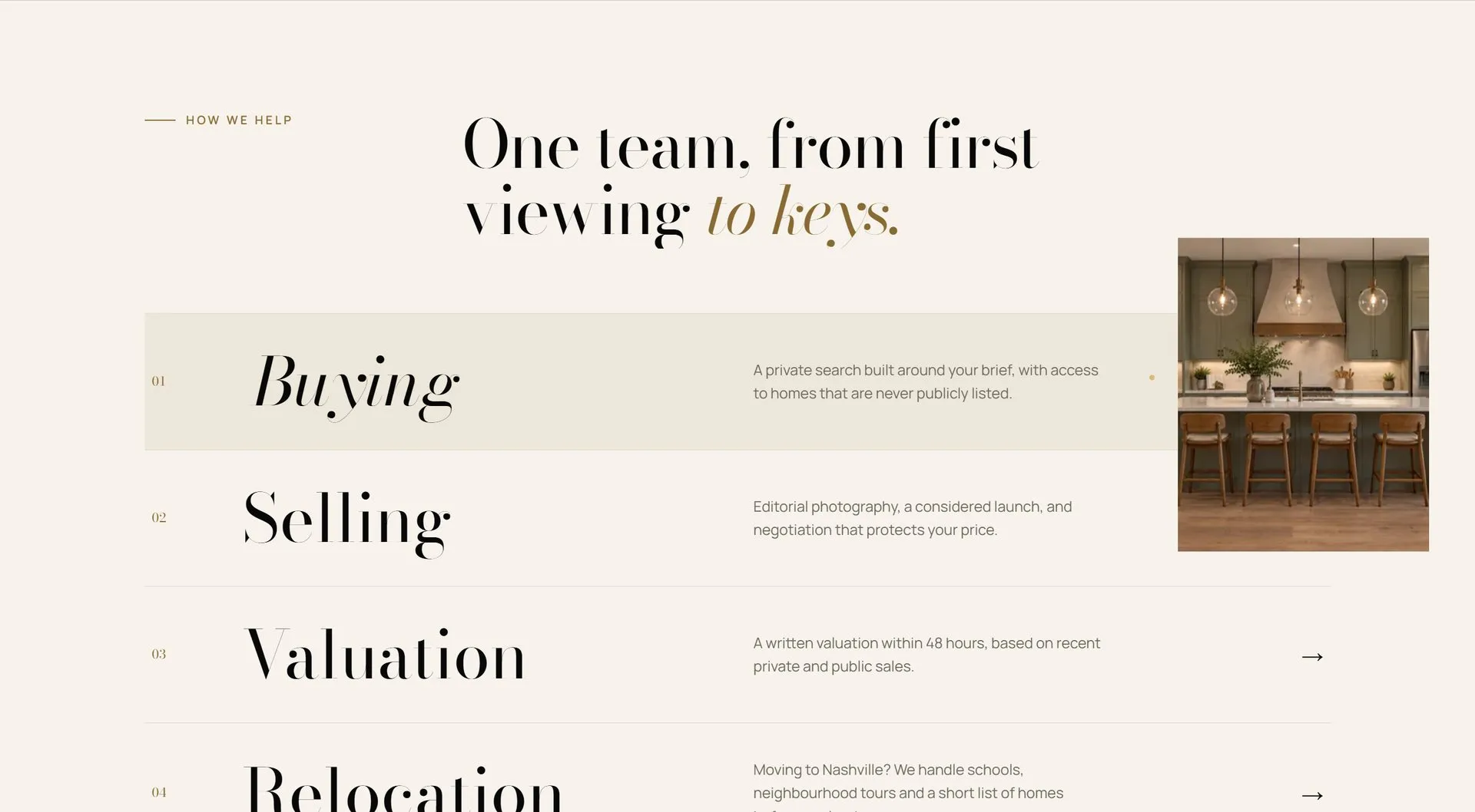How we help: buying, selling, valuation, relocation