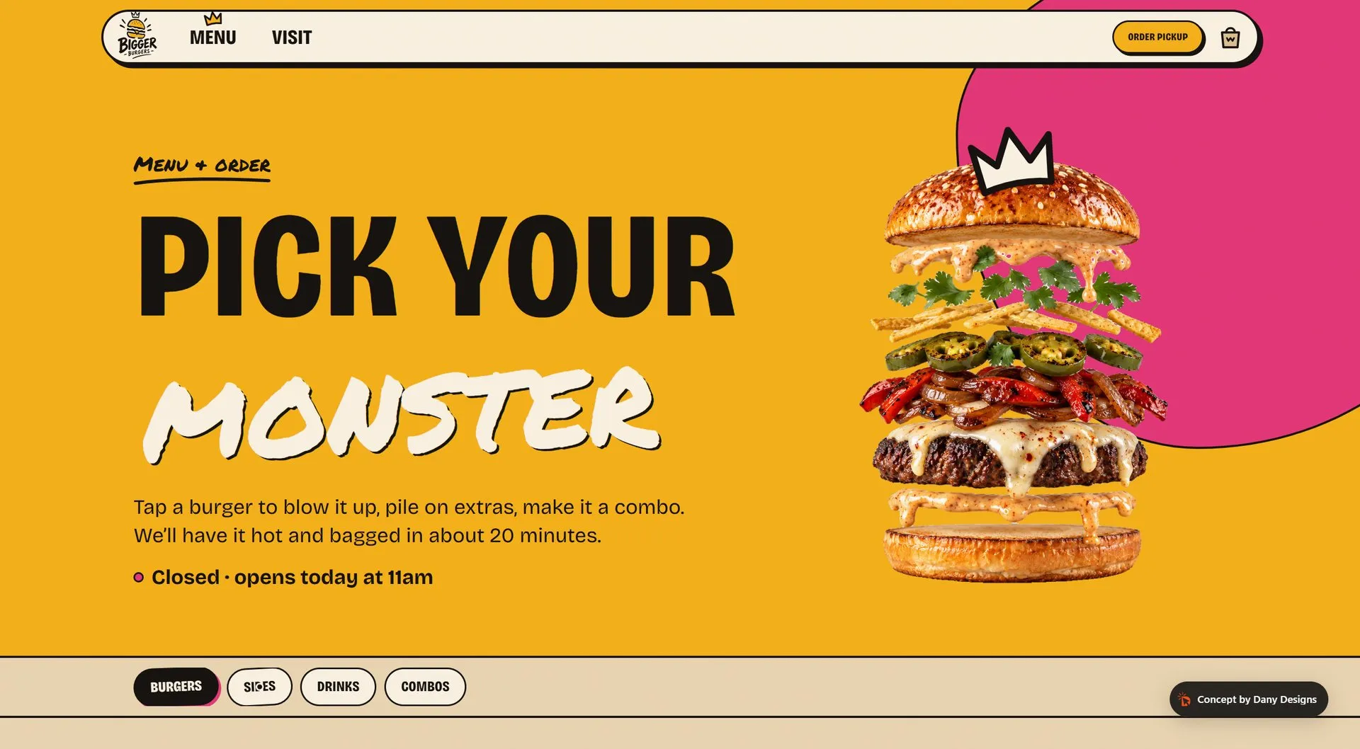 Pick your monster: the menu and order page