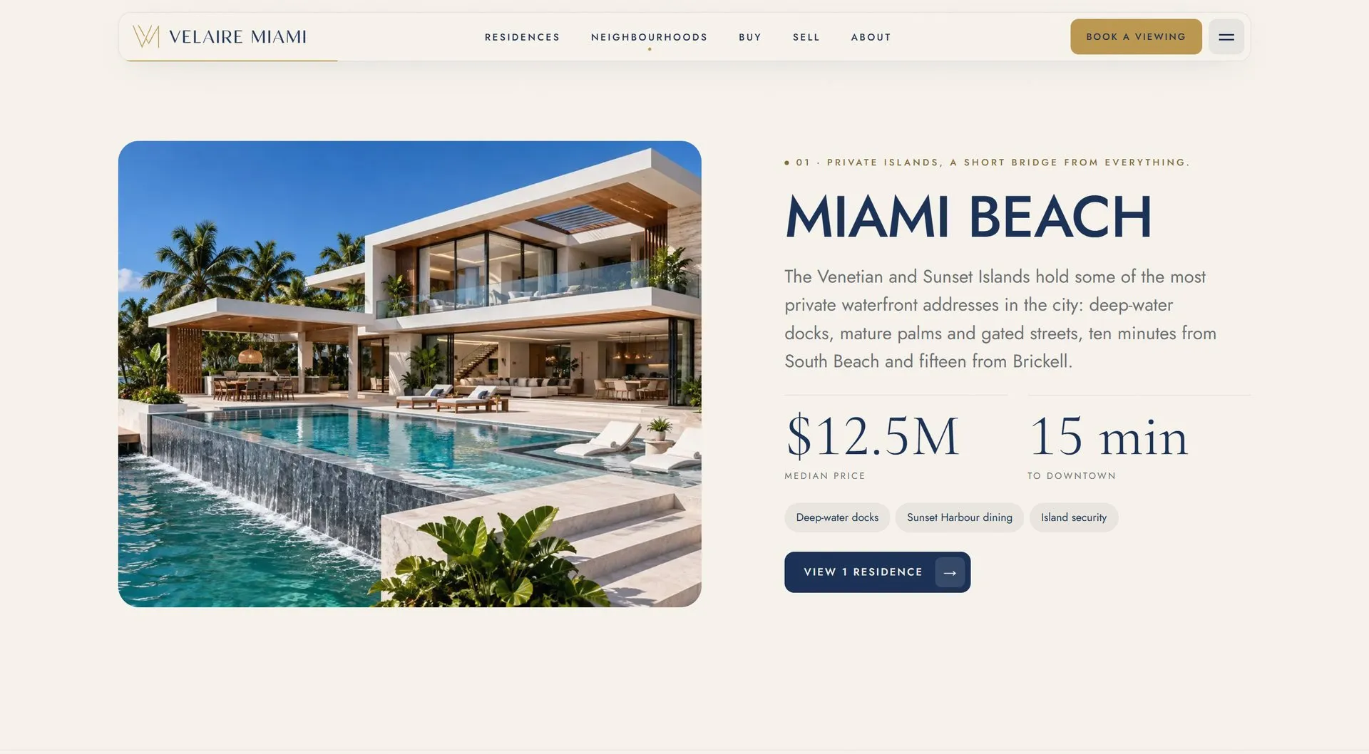 Velaire neighbourhoods page: Miami Beach