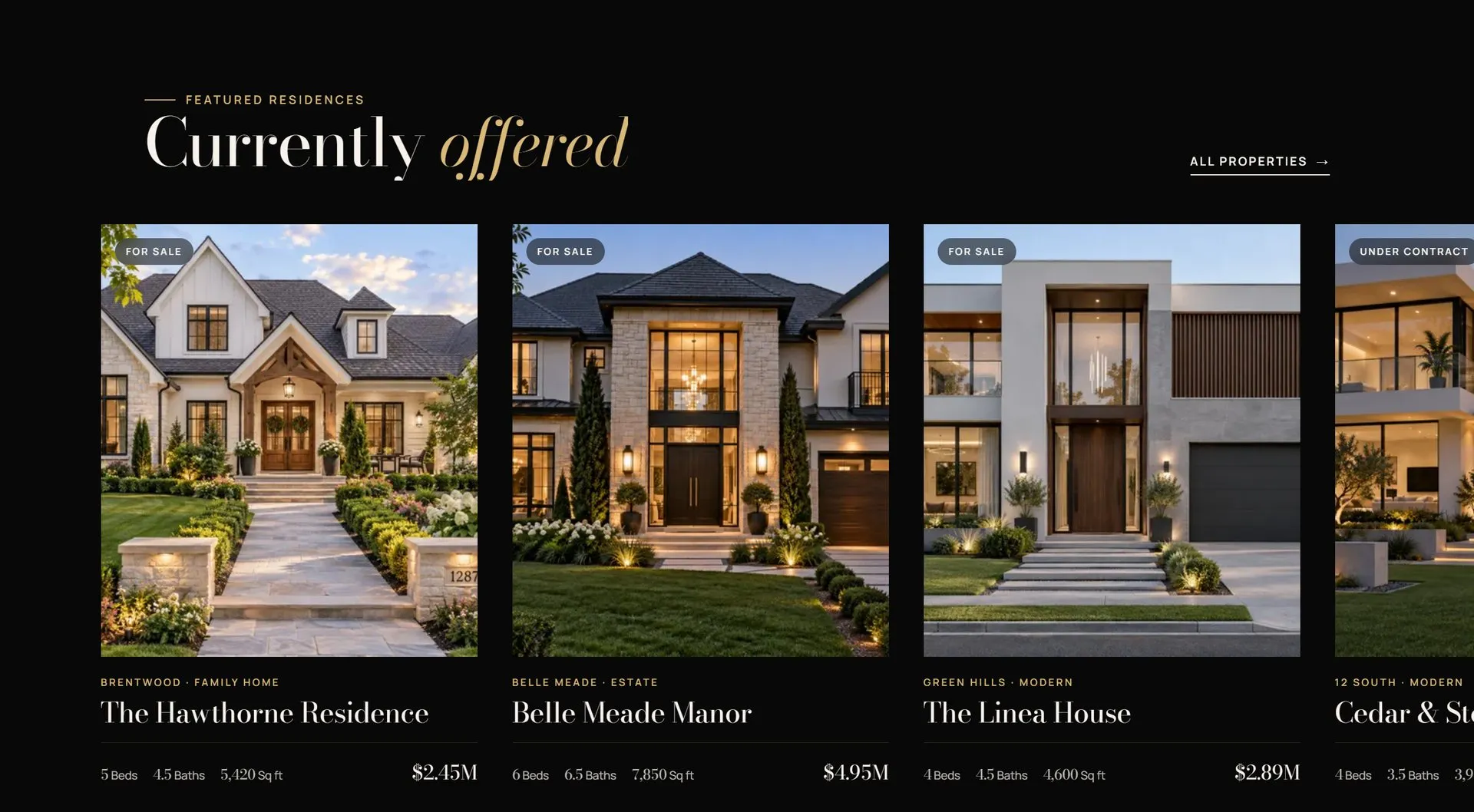 Currently offered: a row of Nashville homes