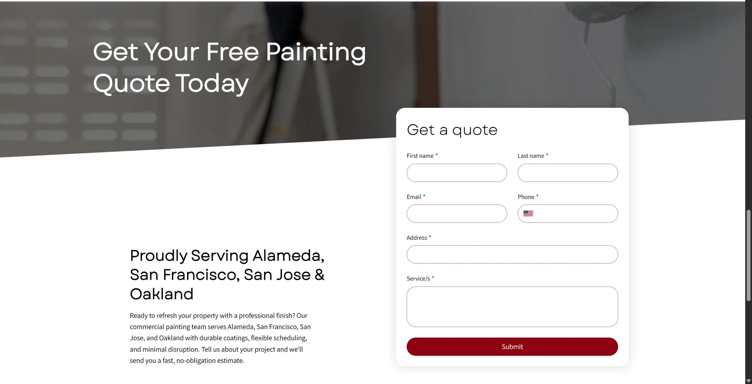 Free painting quote form