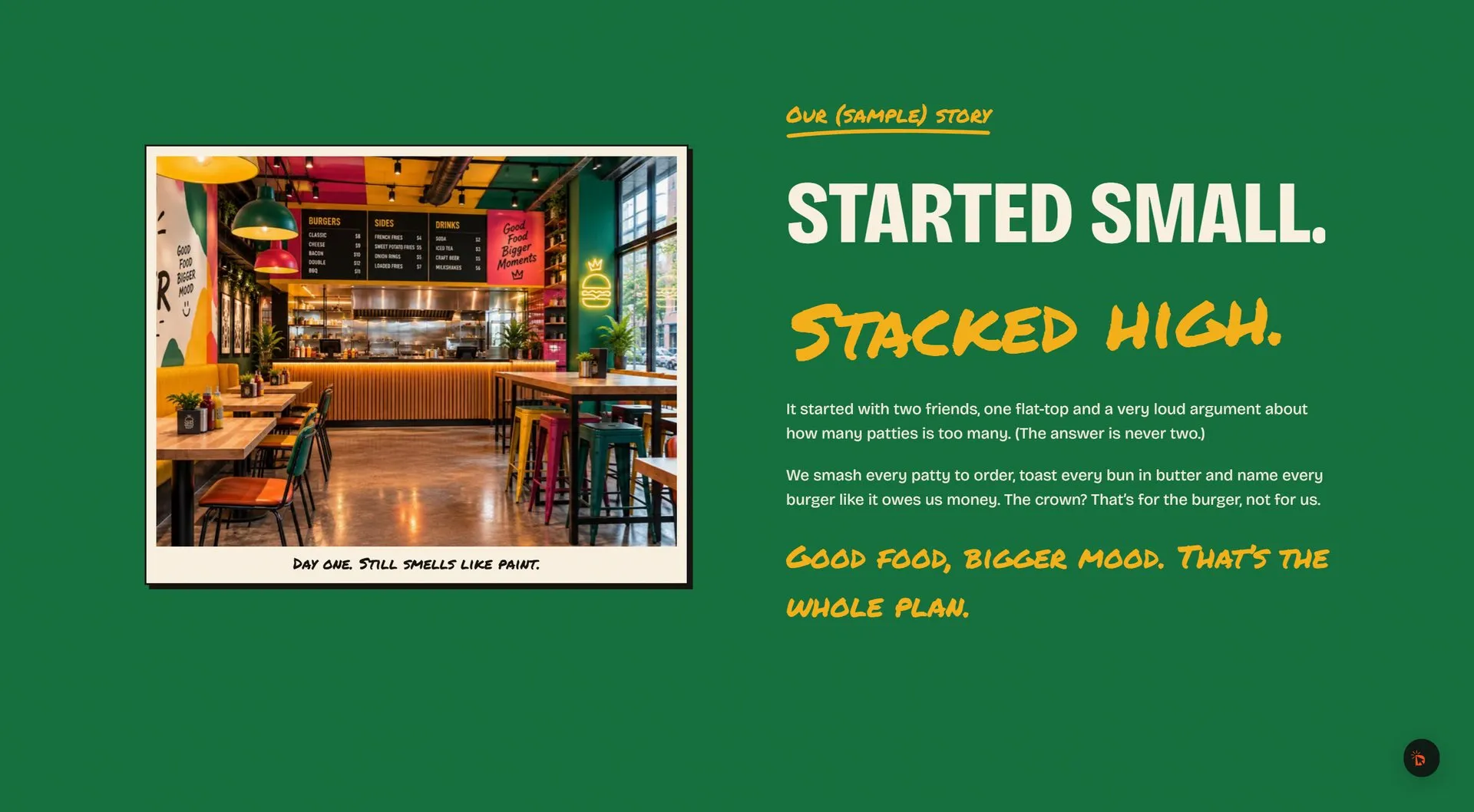 Started small, stacked high: the story section