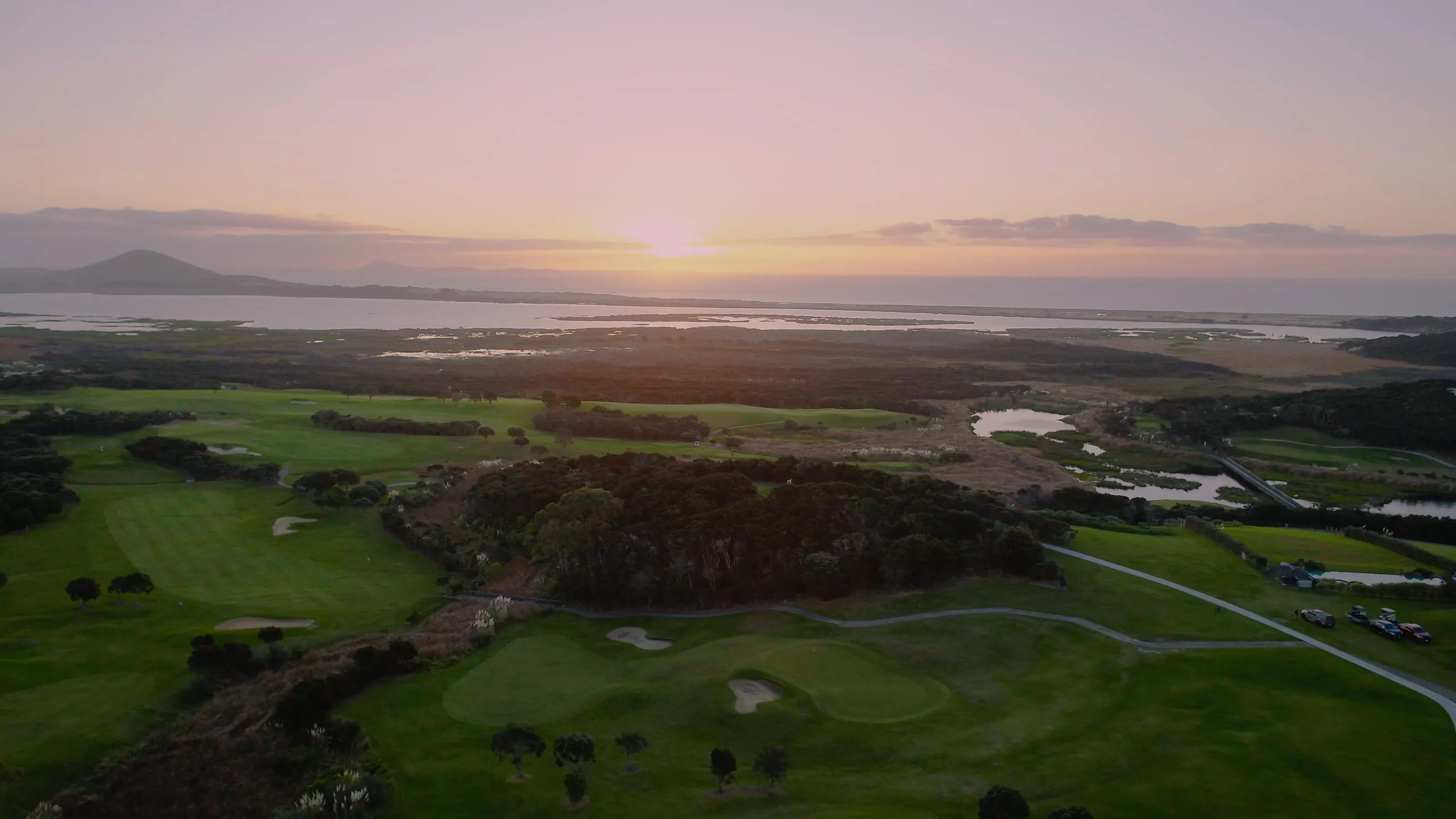 Sunset over the Carrington Estate golf course and Karikari Peninsula