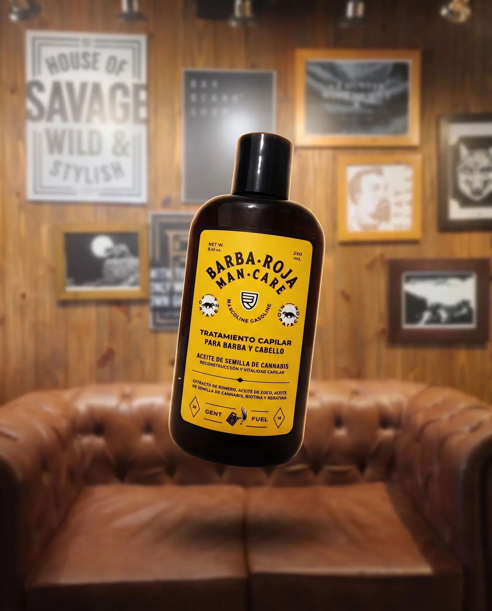 Barba Roja hair treatment bottle